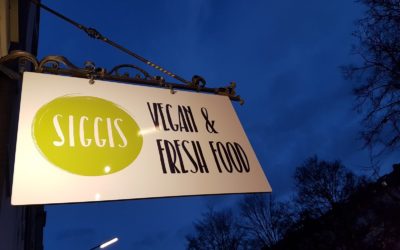 Schild von Veganes Restaurant Siggis in München